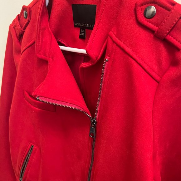 Banana Republic vegan suede red moto jacket - Picture 7 of 8
